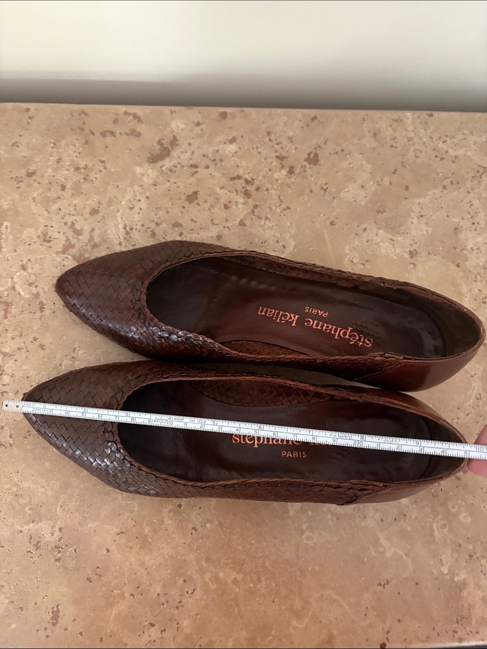 🔥HP🔥VTG Stéphane Kélian Paris, Brown Woven Pointed-Toe Pumps - Picture 11 of 17